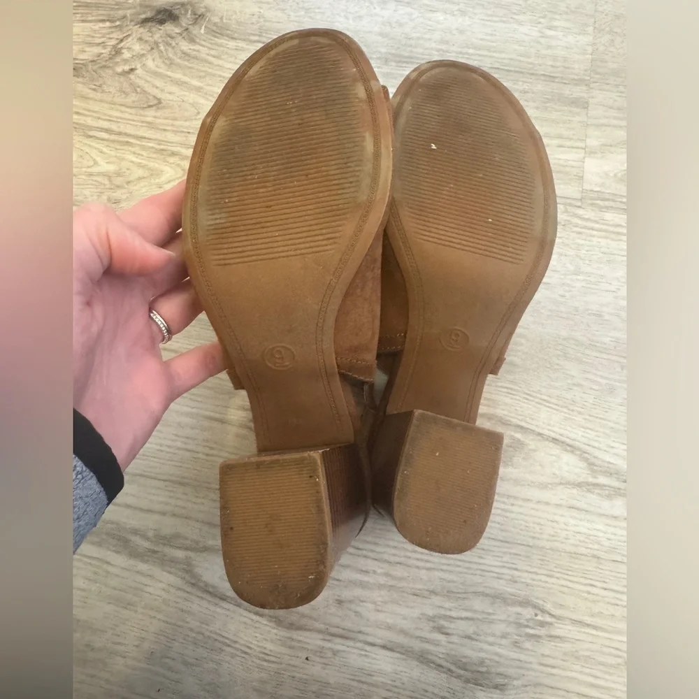 a new day Brown Tan Heels with Chunky Block Heel - Picture 5 of 7